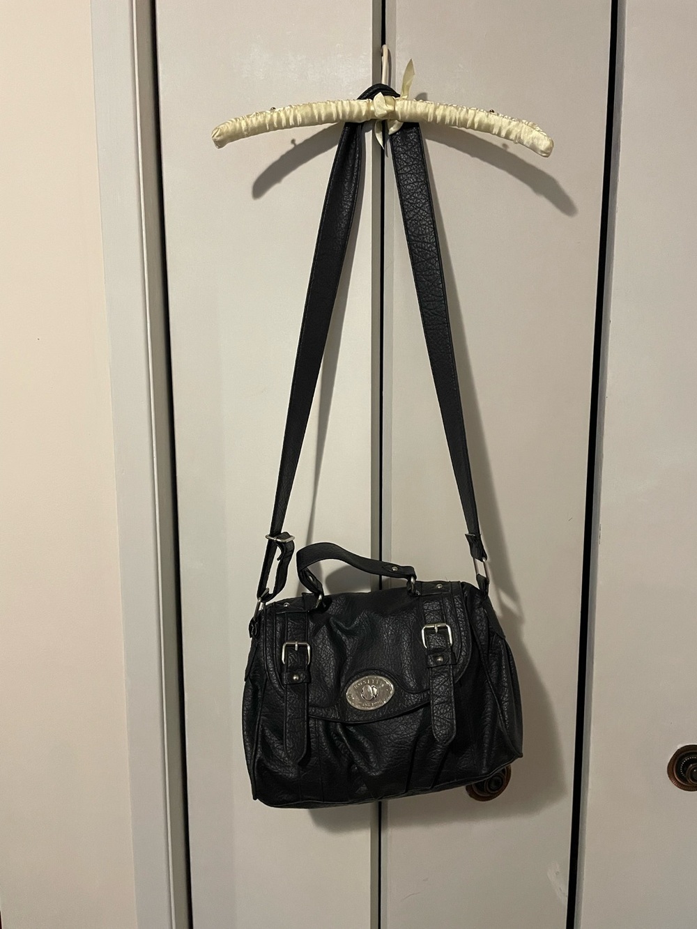 Rosetti Black Leather Satchel Shoulder Bag